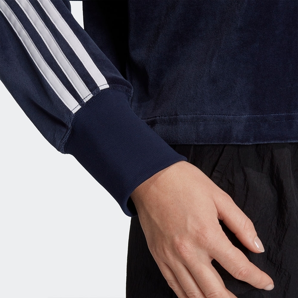 Adidas Originals CROPPED HOODIE 女裝 長袖 連帽 帽T 短版 絲絨 深藍【運動世界】GD2289 product thumbnail 8