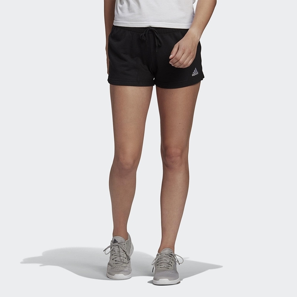 【現貨】Adidas Essentials Regular 女裝 短褲 休閒 兩側開衩 抽繩 棉 黑【運動世界】GM5601 product thumbnail 3