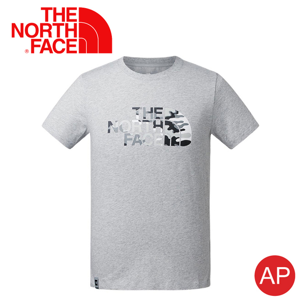 【The North Face 男 LOGO 純棉T恤《灰》】3V4Q/吸濕排汗/運動衣/圓領衣/休閒衣