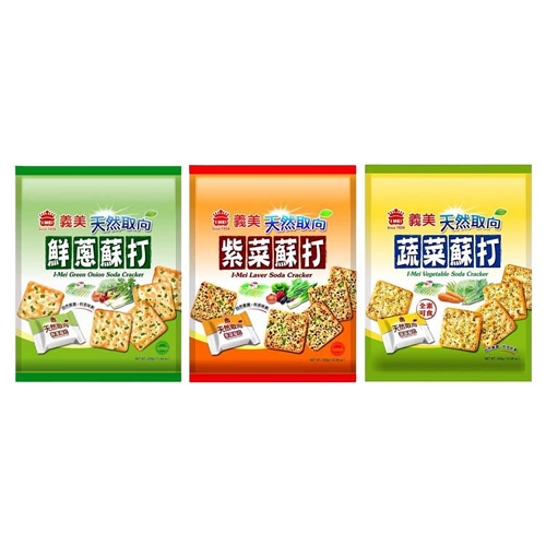 義美袋裝天然取向蘇打餅系列(鮮蔥/紫菜/蔬菜)(300-330G/包)【愛買】 product thumbnail 2