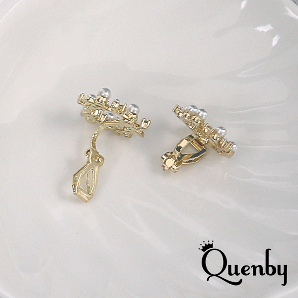 Quenby 森林系葉子花環珍珠造型耳環/無耳洞耳夾 product thumbnail 6