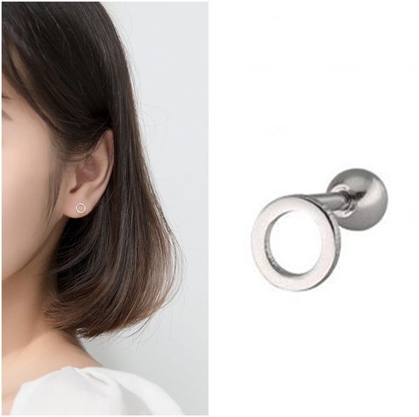 316L醫療鋼 圓形圓圈 旋轉式耳環-金、銀、黑、玫瑰金 防抗過敏 單支販售