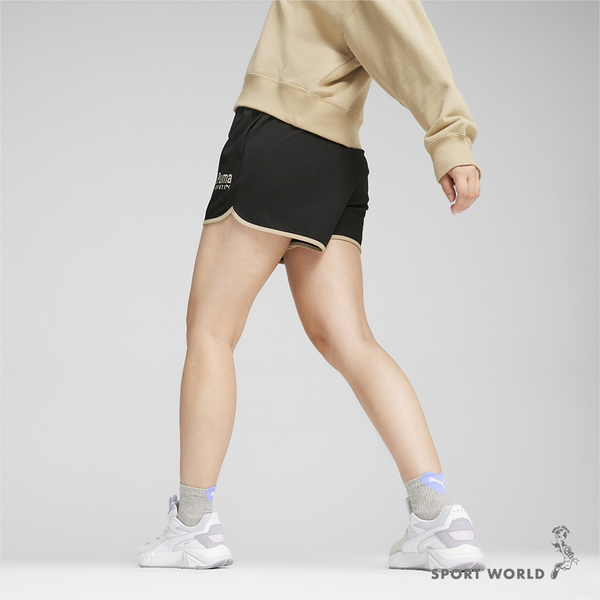 Puma 短褲 女裝 刺繡 排汗 高腰 歐規 黑【運動世界】62432501 product thumbnail 3