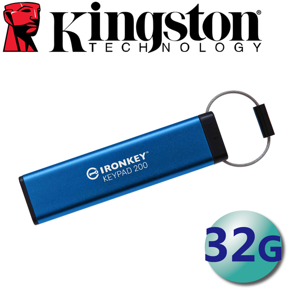 Kingston 金士頓 32G USB3.2 IKKP200 數字鍵加密 隨身碟 32GB