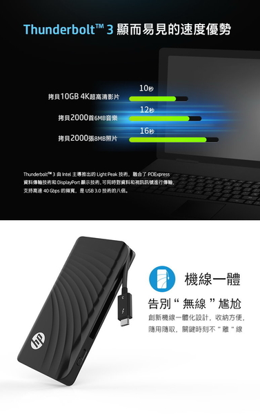 HP P800 512G Thunderbolt 外接式 SSD USB3.0 Type-C product thumbnail 4