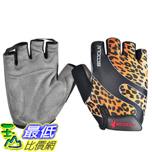 [106美國直購] 手套 BOODUN Cycling Gloves with Shock-absorbing Foam Pad Breathable  Leopard Print