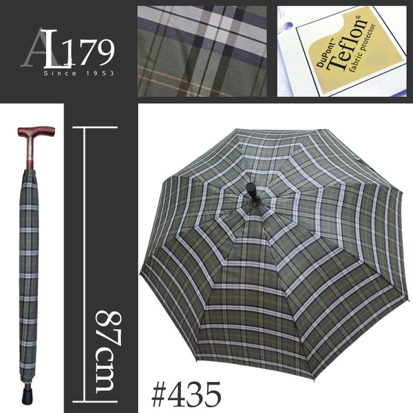 雨傘 萊登傘 調高型 健行傘 輔助 長輩禮物 超撥水 有如訂做 Leighton 灰綠白格 product thumbnail 3