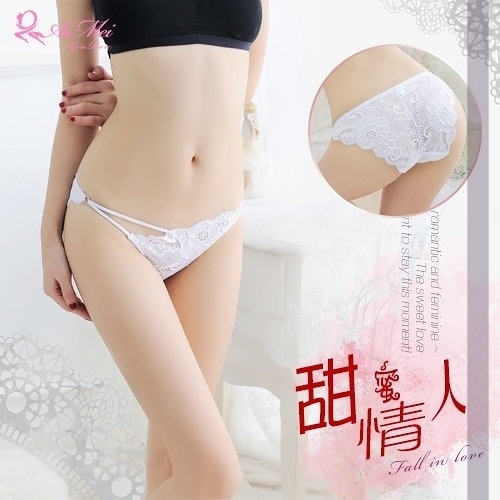 性感內褲 買送潤滑液 女性 商品 情趣用品【PerfectLover】甜蜜情人 細帶斜邊花漾蕾絲三角褲