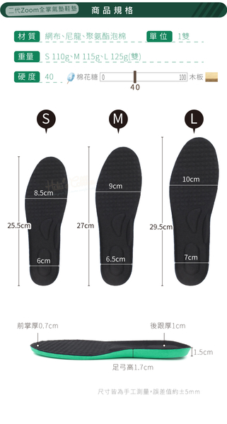 糊塗鞋匠 優質鞋材 C219 二代Zoom全掌氣墊鞋墊 1雙 Zoom鞋墊 減震氣墊 運動鞋墊 product thumbnail 4