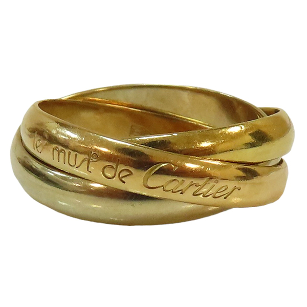 【二手名牌BRAND OFF】Cartier 卡地亞 Trinity系列 18K 三色金 三環戒 #49.5 (有改圍)