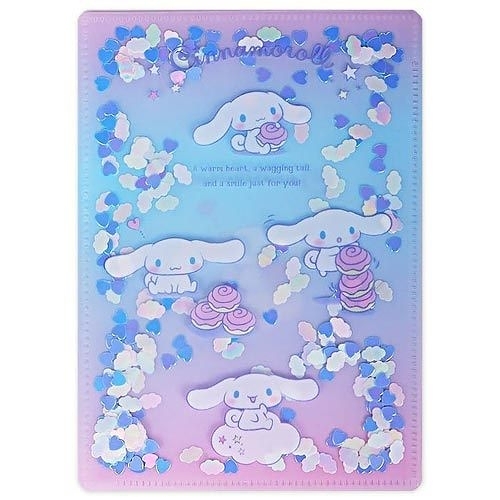 【震撼精品百貨】大耳狗 Cinnamoroll~Sanrio 大耳狗喜拿亮片裝飾雙開式文件夾(B6)#36507