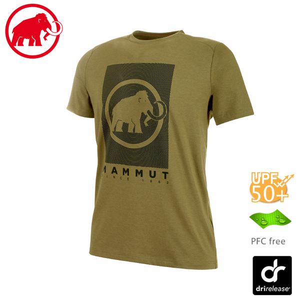 【MAMMUT 長毛象 男 Trovat T-Shirt 短袖上衣《橄欖綠》】1017-09862/圓領/抗UV防曬50+