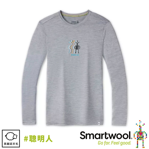 【SmartWool 美國 男 Merino Sport 150 塗鴉長袖T恤《聰明人/淺灰色》】SW011536/保暖長袖