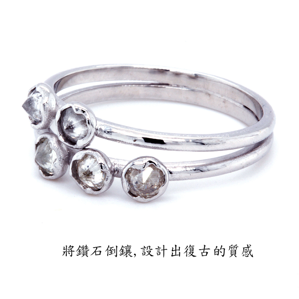 【BRILLMOND JEWELRY】鑽石排戒 50分 白K金 倒鑲手工鑽戒(9K白金台 天然鑽石總重50分) product thumbnail 4