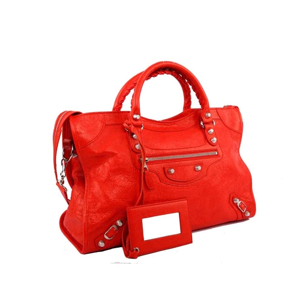 【BALENCIAGA】銀釦 CITY 機車包_展示品 (紅色 RED)  281770 D94JN 6575(OUTLET)