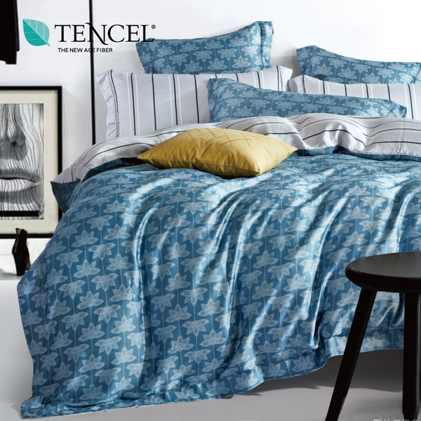 天絲 Tencel 片藍 床罩 加大七件組 100%雙面純天絲 伊尚厚生活美學