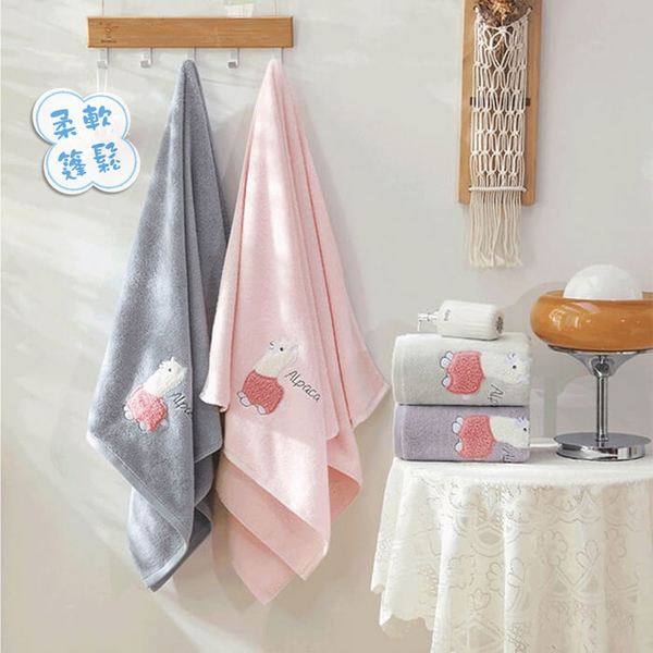 可愛羊駝 無撚紗大浴巾 草泥馬 純棉 柔軟蓬鬆 大浴巾 Alpaca Towel【DK大王】 product thumbnail 2