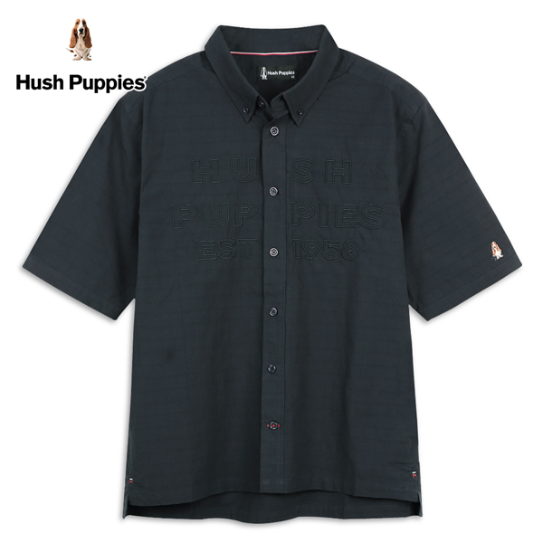 Hush Puppies 襯衫 男裝品牌文字繡花寬版短袖襯衫 product thumbnail 2