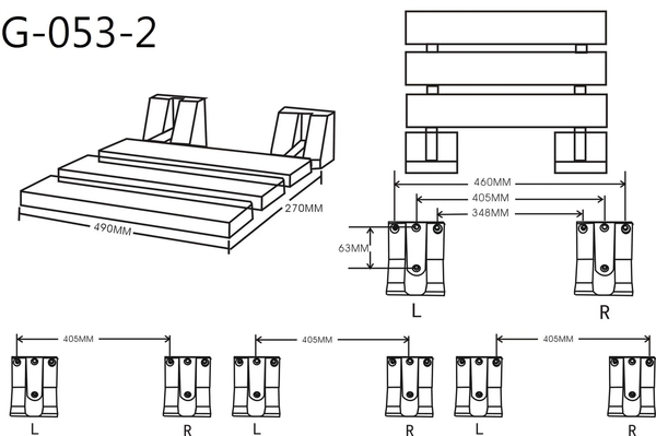 【麗室衛浴】北美檜木椅 G-053-2 適合 蒸氣、淋浴專用摺疊淋浴椅可承受130公斤 (鉻)