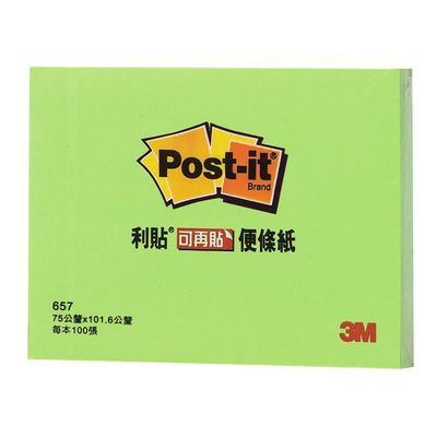 3M Post-it 利貼 可再貼便條紙-657 綠