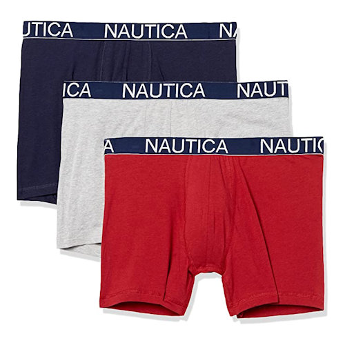 Nautica 透氣合身四角內褲3件組(黑色/紅色多色)