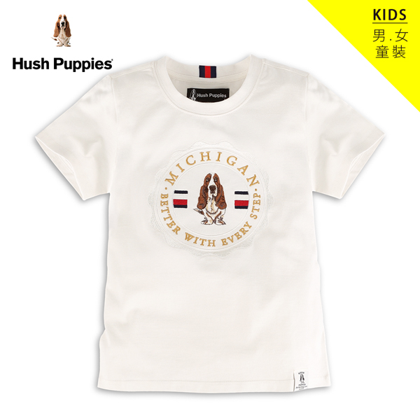 Hush Puppies T恤 童裝經典立體品牌圖騰刺繡狗T恤