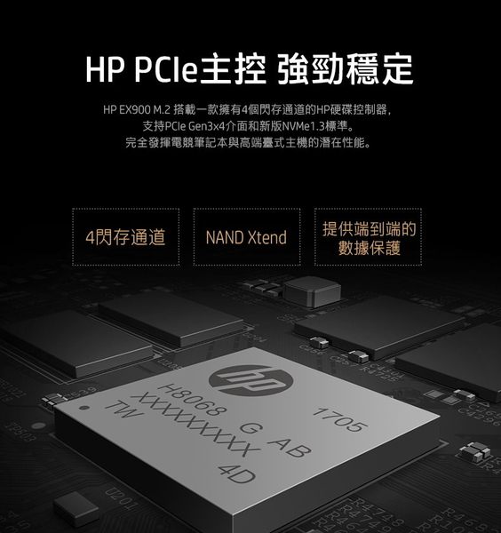 HP EX900 1TB M.2 2280 PCIe Gen 3 x4 SSD 固態硬碟 product thumbnail 4