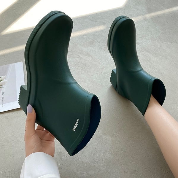 【36-41全尺碼】雨鞋．日系素色字母粗跟防水雨靴．白鳥麗子 product thumbnail 2