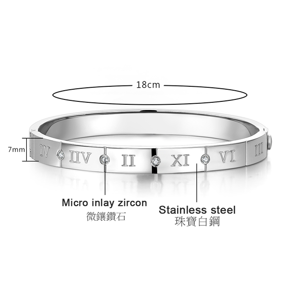 情侶手環 Z.MO鈦鋼屋 羅馬數字手鐲 愛心水鑽鎖 白鋼手環 水鑽手環 七夕情人節禮物【AJY121】 product thumbnail 6