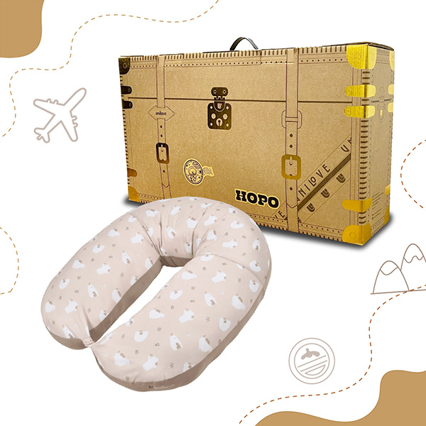 【禮盒組】英國 unilove Hopo 多功能孕哺枕涼感系列-熊愛尼(枕套+枕芯)