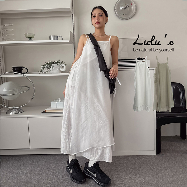 LULUS/兩件式仙氣透膚罩衫+細肩洋裝２色【A02240040】