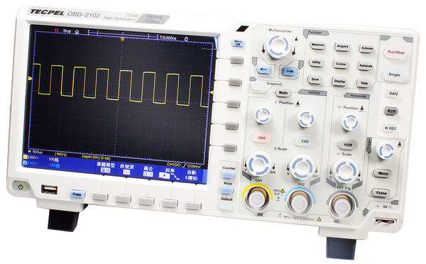 TECPEL 泰菱 OSD-2102 桌上型 100MHz 示波器 雙通道 取樣1GS/s 40M記憶 螢幕8吋