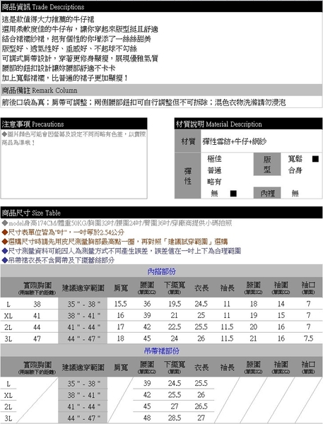 套裝--活潑紗網拼接牛仔背帶吊帶裙＋素面雪紡上衣(藍L-3L)-Q119眼圈熊中大尺碼 product thumbnail 11