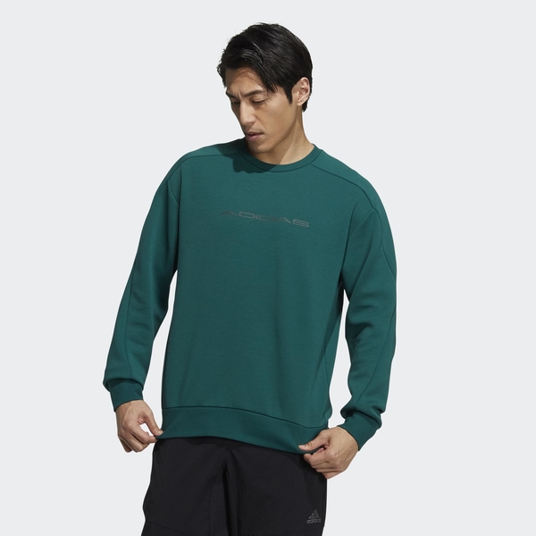 Adidas 男款 ADIDAS TH ENG SWEAT 綠色 長袖大學T 長袖上衣 H39277【KAORACER】