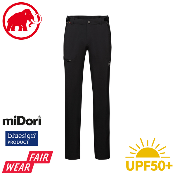 【MAMMUT 長毛象 男 MA Runbold Pants 抗磨防曬機能長褲《黑》】1022-01670/快乾長褲