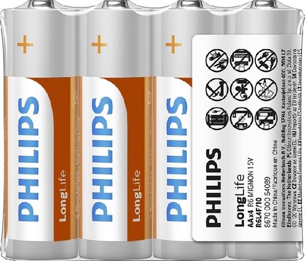 PHILIPS 飛利浦 3號AA碳鋅電池 (4顆*16組) 64入 (熱縮) product thumbnail 2