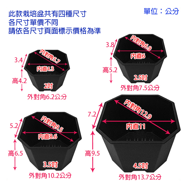 【綠藝家】景天八角方型盆3.5吋-白色(4號) product thumbnail 2