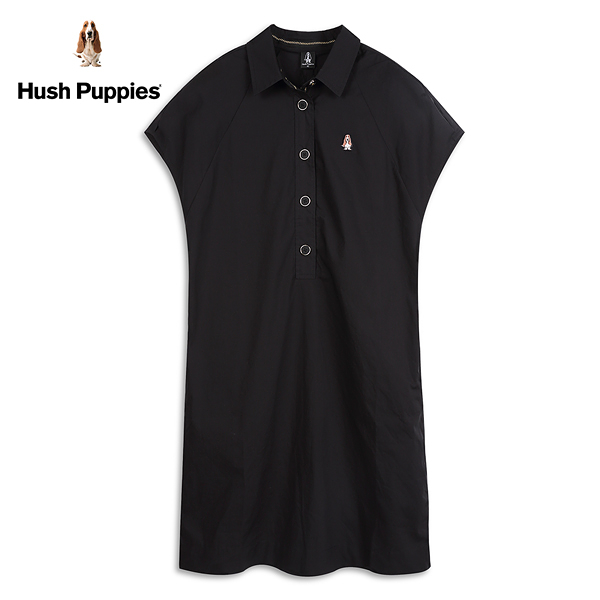 Hush Puppies 洋裝 女裝素色半開襟寬肩洋裝