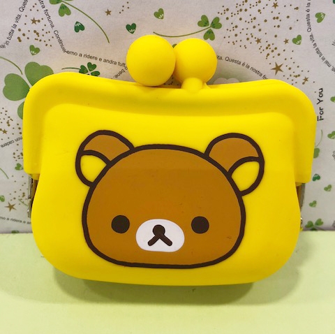 【震撼精品百貨】Rilakkuma San-X 拉拉熊懶懶熊~矽膠珠扣零錢包~大頭黃#19790