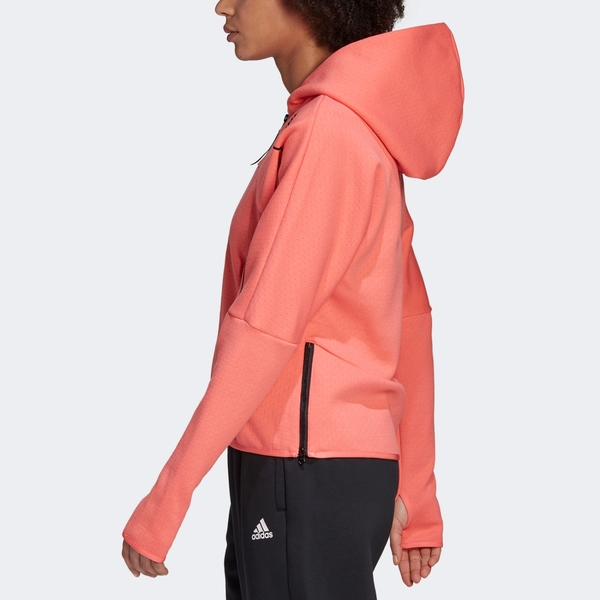 ADIDAS Z.N.E. HOODIE 女裝 外套 連帽 寬版 拉鍊口袋 運動 休閒 橘紅【運動世界】GM3280 product thumbnail 4