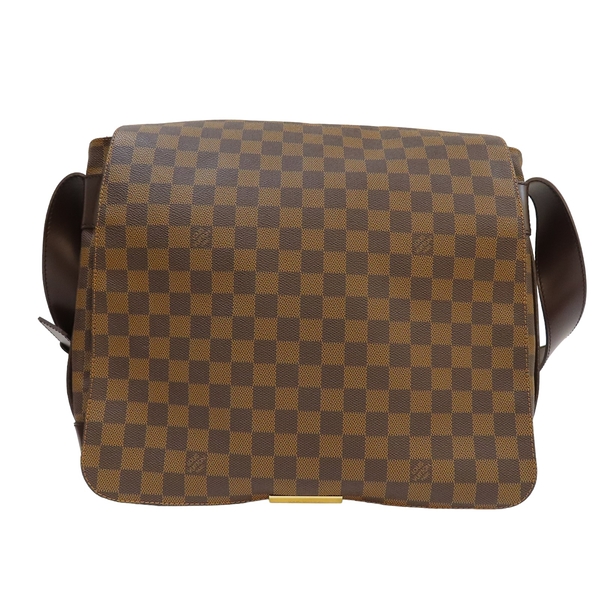 【二手名牌brand off】louis vuitton lv 路易威登 棕色 棋盤格 帆布 bastille 郵差包 單肩包 金扣 n45258