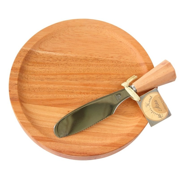 日本 IBUKI ATTA 木製圓形砧板附餐刀 可當餐盤 露營 野餐【南風百貨】 product thumbnail 5