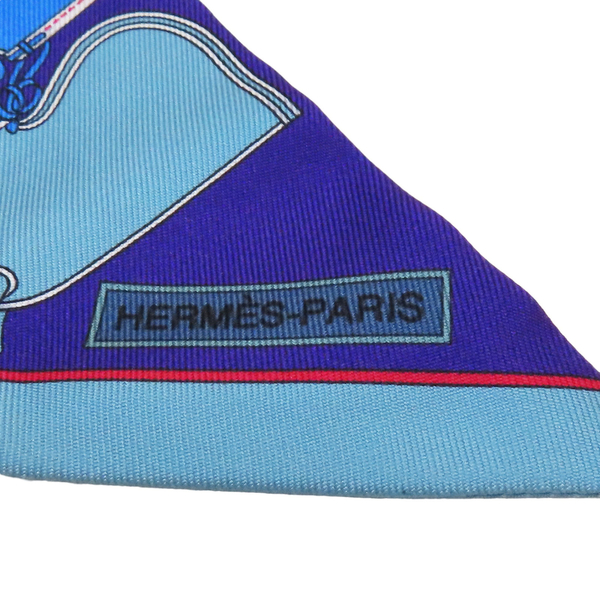 【二手名牌BRAND OFF】HERMES 愛馬仕 紫色 綠色 藍色 Twilly 絲巾 product thumbnail 3