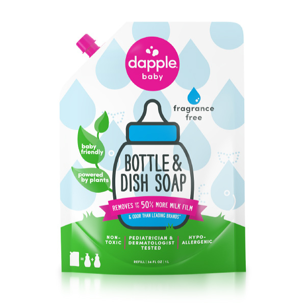 美國 Dapple 天然奶瓶及餐具清潔液補充包 1L-無香(奶瓶清潔劑)