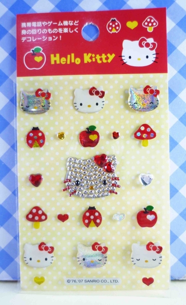 【震撼精品百貨】Hello Kitty 凱蒂貓~KITTY立體鑽貼紙-紅蘋果 product thumbnail 2