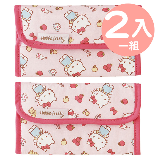 小禮堂 Hello Kitty 嬰兒車安全護帶組 棉質護套 背帶護套 止滑護套 (2入 粉 蘋果) 4973307-416002