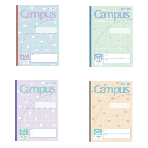 KOKUYO Campus方格筆記本B5-可愛動物4入