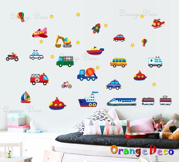 壁貼【橘果設計】交通車 DIY組合壁貼 牆貼 壁紙室內設計 裝潢 壁貼