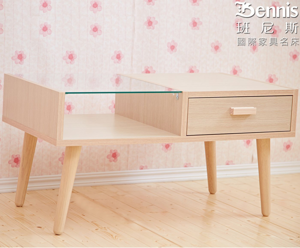 【班尼斯國際名床】~日本熱賣‧雙面拉玻璃抽屜大茶几‧實木椅腳 product thumbnail 3