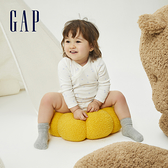Gap嬰兒 布萊納系列 純棉印花交叉暗扣長袖包屁衣 741320-白色